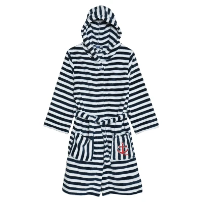 Imagen de Playshoes Ringel Maritim Albornoz para niños, Talla: 158/164, White/dark blue