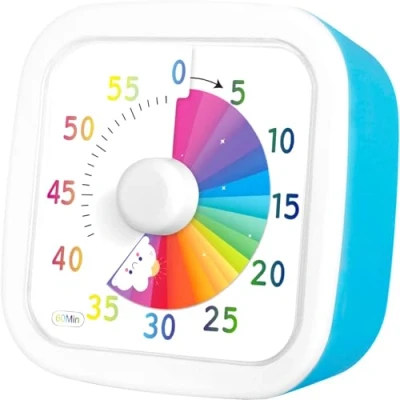 Imagen de NLMWTI Temporizador Visual, Cocina de 60 Minutos, Gestión del Tiempo Infantil Cronómetro, Operación Silenciosa, Patrón Arcoíris Cronómetro