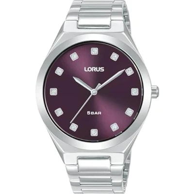 Imagen de Lorus Reloj Analógico de Cuarzo para Mujer con Pulsera Metal, Plata/Púrpura