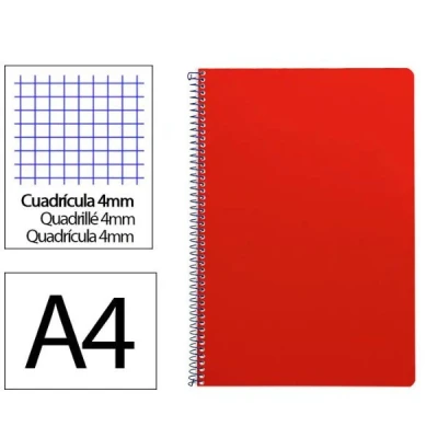 Imagen de Liderpapel Cuaderno espiral a4 smart tapa blanda 80h 75gr cuadro 4mm con margen color rojo