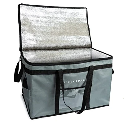 Imagen de Gran bolsa térmica Sleekspace para comida caliente o fría. aislante plegable delivery, entrega de comida, picnic, congelación, funda pizzas grandes, mochila riders
