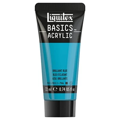 Imagen de Liquitex Basics Pintura Acrílica, Para Bellas Artes y Manualidades, Resistentes a la Luz, Viscosidad Media, Acabado Satinado, Tubo de 22 ml Azul Brillante