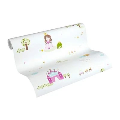 Imagen de Papel pintado Infantil Little Stars tejido no 10.05 m x 0.53 Blanco Rosa Rosado Fabricado en Alemania de A.S. Création 358522 35852 2