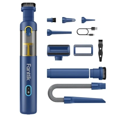 Imagen de Fanttik Slim V8 Apex Aspirador de Mano inalámbrico para Coche, Alta Potencia succión 19000 Pa,Carga rápida USB C en 2,5 Horas, 4 1 y soplador Aire Bomba (Azul)
