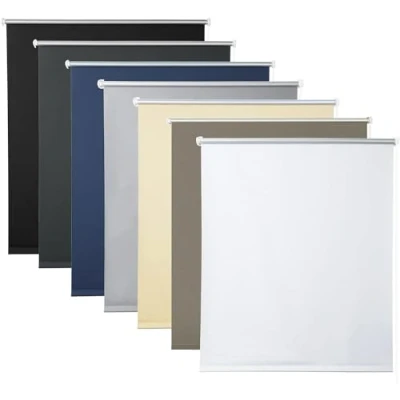 Imagen de WOLTU Estor Enrollable Opaco sin Taladrar B75xH150 cm Blanco, Persiana Blackout Termico para Puertas y Ventanas con Cadena, Instalación Pinzas, Protección Visual