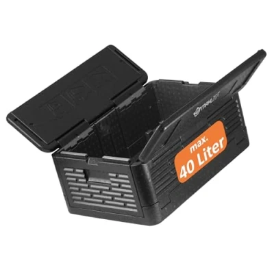 Imagen de Zelsius Caja Térmica Plegable 60 x 40 25,5 cm Color Negro para Alimentos, Poliestireno, Nevera Isotérmica, Poliestireno