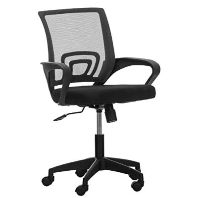 Imagen de CLP Silla De Oficina Auburn En Malla con Reposabrazos I Escritorio Giratoria 5 Ruedas &amp; Marco Plástico, Color:Negro