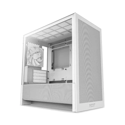 Imagen de NZXT H3 Flow Caja PC Micro ATX Flujo de Aire optimizado 1 Ventilador 120mm Trasero GPU tamaño Completo Radiador 280mm Frontal, 240mm Superior Placa Base con conexión Trasera Blanco