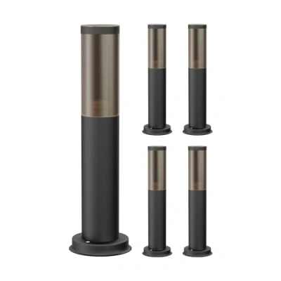 Imagen de ledscom.de 5 pzas. luz de camino/luz bolardo/luz jardín PORU para exteriores, aspecto ahumado, IP44, 38,5 cm, negro, 1x E27 máx. 40W
