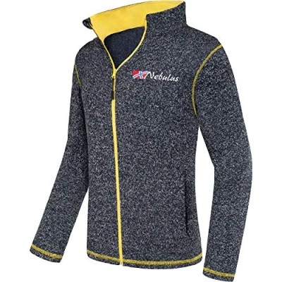 Imagen de Nebulus Chaqueta de forro polar Tanna para hombre, azul marino y amarillo, L