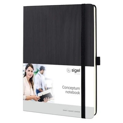 Imagen de SIGEL CO117 Cuaderno premium cuadriculado, formato tablet, tapa dura, negro Conceptum