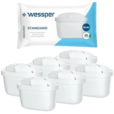 Imagen de filtro de agua para Brita Maxtra Plus, 6 paquetes Maxtra+ cartuchos Amazon Brita, con carbón activo y resina intercambiadora lona, compatible jarra Marella