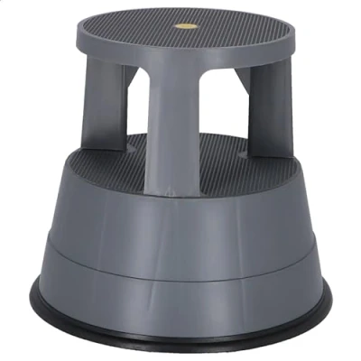 Imagen de Aranaz Taburete Up de Polietileno Contiene Ruedas para Desplazamiento Fuerte y Resistente Gris Oscuro 41cm (Largo) x (Fondo) 36,5cm (Alto)