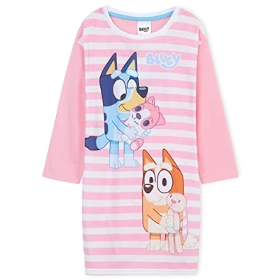 Imagen de Bluey Camisón niña Camisones de Manga Larga para niñas (Rosa, 3 4 años)