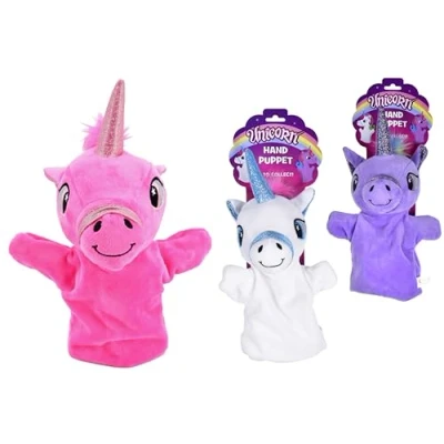 Imagen de KandyToys Marioneta de Mano Unicornio Peluche Kandytoys, 3 Colores, 1 Color enviado al Azar