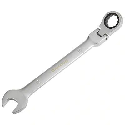 Imagen de DAKCOS Llave fija con carraca 19mm de trinquete articulada combinada cabeza flexible 180 Grados, Cr V