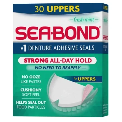 Imagen de Sea Bond Uppers Fresh Mint Denture Adhesive Wafers, 30 ct