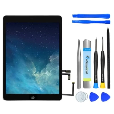 Imagen de NB+ pantalla de repuesto para iPad Air 2013, digitalizador táctil preinstalado con botón inicio y adhesivo, modelo A1474 A1475 A1476 (negro)