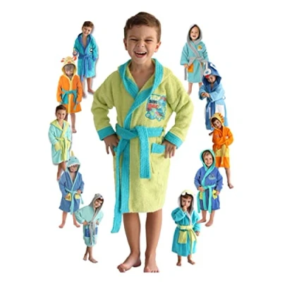 Imagen de LEBENGOOD Albornoz niños Algodón: Niño, 100% Algodón OEKO TEX® 2 Bolsillos, Cinturón, Capucha, Albornoces Felpa muy suave con bordados para (2 4, Crocky)