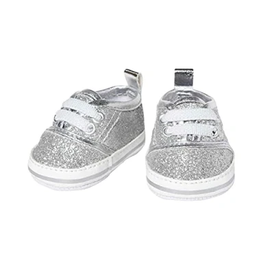 Imagen de Heless 147 Zapatillas con purpurina para muñecas, en color plata, talla 38 45 cm, zapatos chic efecto wow ocasiones especiales