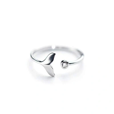 Imagen de genetic Simple Trendy Anillo de plata ley 925 con forma cola ballena, ajustable, ideal como regalo