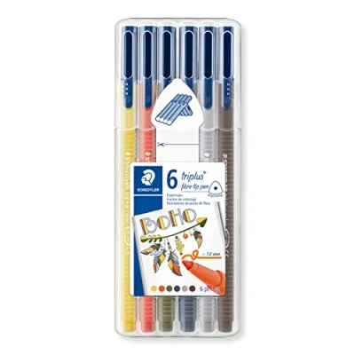 Imagen de Estuche 6 Rotuladores Punta De Fibra Staedtler Triplus Color 323sb6cs13 Colores Boho