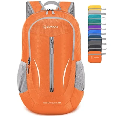 Imagen de ZOMAKE Mochila Plegable Ultraligera Mochilas de Senderismo Pequeña con Resistencia Al Agua 25L para Hombre Mujer Viaje Trekking Deporte(Naranja)