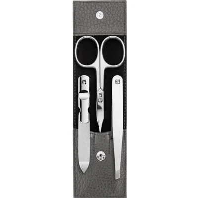 Imagen de ZWILLING set de manicura 3 piezas para el cuidado las uñas y pedicura piel vaca con pulsador, incl. tijeras uñas, Antracita