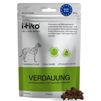 Imagen de Itiko Snacks Digestivos para Perros Golosinas Probióticas Promueve la Digestión Alternativa a Arcilla Curativa Cáscara de Psyllium Complemento Alimenticio Diarrea en