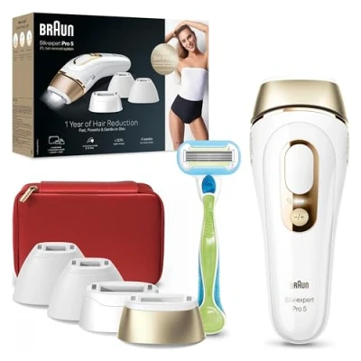 Imagen de Braun Luz Pulsada Silk expert Pro 5 PL5382 IPL, Eliminación Del Vello En Casa, Funda, Maquinilla De Depilación Venus, 4 Cabezales