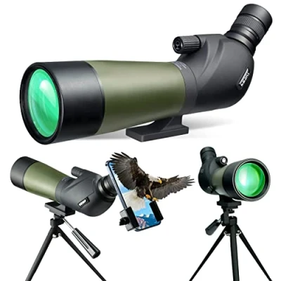 Imagen de Gosky Telescopio BAK4 de 20 60 x Pulgadas con trípode, Bolsa Transporte y Adaptador teléfono Alcance para Tiro al Objetivo, Caza, observación Aves, paisajes Vida