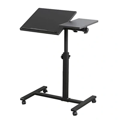 Imagen de OHMG mesa auxiliar ligera, de cama para ordenador portátil, sofá con ruedas cerradas, ajustable en altura, escritorio pie, móvil, plegable