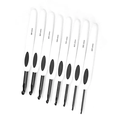 Imagen de 8 unids ganchos de tejer agujas ganchillo aluminio con mango blanco plástico flexible, kits gancho
