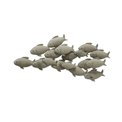 Imagen de Boltze Objeto de pared decorativo para pared, diseño enjambre peces, hierro gris, 62 x 5 28 cm