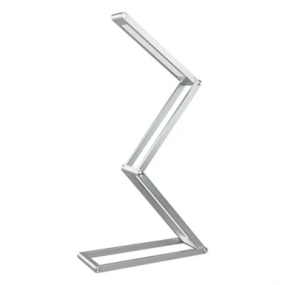 Imagen de Elzo Lámpara de Mesa Portátil Aluminio, LED Escritorio USB Recargable con 3 Niveles Brillo y Múltiples Ángulos Ajustables, Lectura Cuidado Ojos, Plata