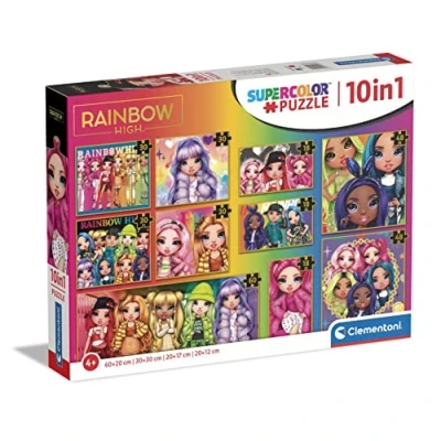 Imagen de Clementoni Puzzles Infantiles 10 en 1, Rainbow High, de distinto tamaño para montarlos progresivamente, a Partir 4 años (20273)