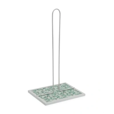 Imagen de Versa Portarrollo de Papel Cocina Flores Metal Acero Madera MDF 16,5 x 31 13 cm