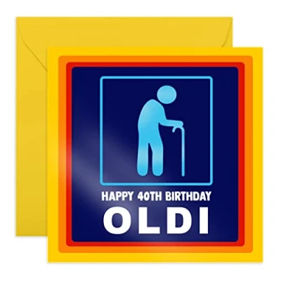 Imagen de Central 23,Divertida tarjeta de 40 cumpleaños para hombres,Happy 40th Birthday Oldi,Divertido regalo sus cuadragésimos,Para su esposo papá,Edad 40,Cuarenta,Viene con pegatinas divertidas