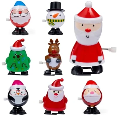 Imagen de THE TWIDDLERS 8 Bonitos Juguetes a Cuerda Diseños de Navidad Personajes Variados Bolsas Regalo