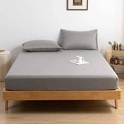 Imagen de Good Nite Sábana Bajera Ajustable Doble de 25 cm con Bolsillo Extra Profundo, sábanas bajeras Suaves y Transpirables (Gris, Doble)