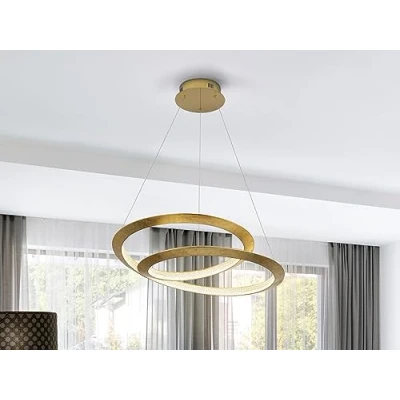 Imagen de Schuller Lámpara Eternity realizada en Metal Perfil Curvo Acabado Pan de Oro y canopí Dorado. Difusor Piezas acrílico Transparente 60 diametro