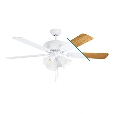 Imagen de EGLO ventilador de techo LAS PALMAS, 5 aspas con luz, cadena accionamiento, reversibles madera laminada en color blanco o roble, motor AC, diámetro 132cm