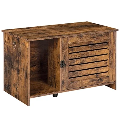 Imagen de HOOBRO Cajón de Arena para Gatos, Mueble con Caja Oculta Armario Almacenamiento Puertas Rejilla, Privado Aseo Gatos Separador, Puerta Extra Grande EBF07MW01