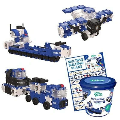 Imagen de Clics Police Editon Juguetes de construcción para niños a Partir 3 años educativos creativos en un Juego 135 Piezas Bloques niñas y Montessori