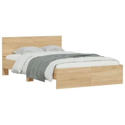 Imagen de vidaXL Estructura de Cama cabecero y Luces LED Roble Sonoma 135x190 cm