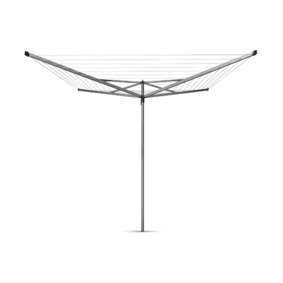 Imagen de Brabantia Tendedero Rotary Essential con Soporte para jardín Sistema Tipo Paraguas Cuerdas resisitentes a los Rayos UV Antideslizantes Sólido Anclaje Metallic Gris 50m
