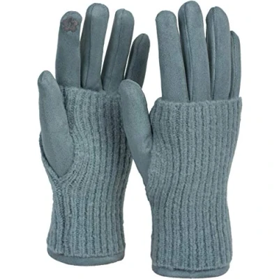 Imagen de styleBREAKER guantes de mujer tela para pantallas táctiles con puños punto amovibles, dedos, invierno 09010021, color:Burdeos Rojo