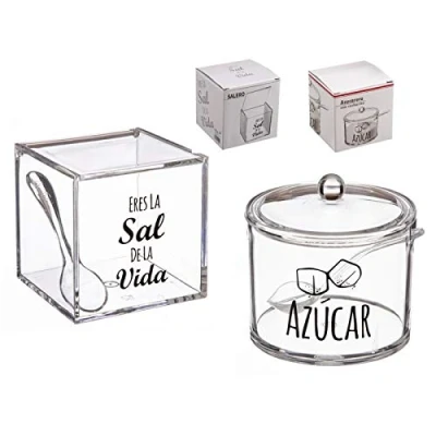 Imagen de D,casa Salero Y azucarero DE Cocina Original acrilico diseño Frase LA Sal MI Vida Momentos Dulces