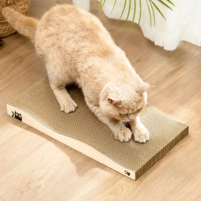 Imagen de Conlun Rascador para Gatos, Cartón Ondulado Resistente, Durable de Doble Cara Gatos Interior, Reciclable con Hierba Gatera