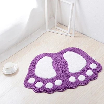 Imagen de ele ELEOPTION Alfombra de baño Antideslizante, Alfombrillas Secado rápido y pies Lindos, Absorbente Agua Suave cómoda Antideslizante para Dormitorio, Cocina, Pasillo, 60x40CM, Púrpura